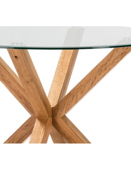 MESA Redonda de DISEÑO Lagos 107, cristal, roble