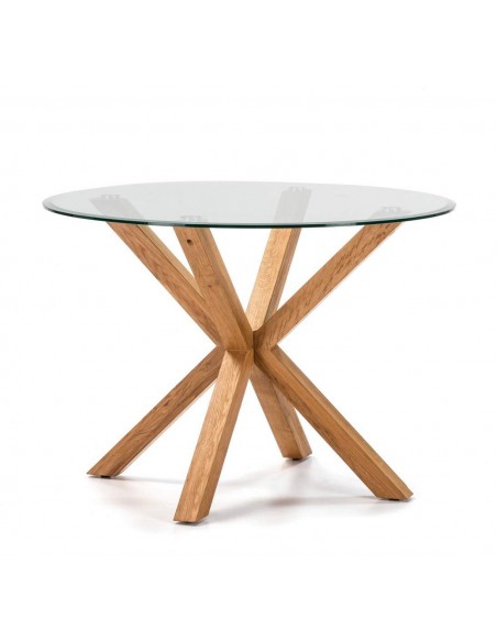MESA Redonda de DISEÑO Lagos 107, cristal, roble