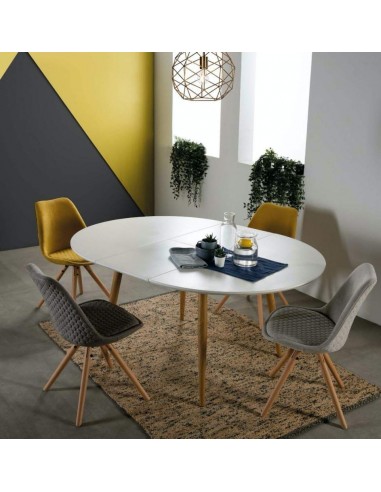OQUI Mesa Redonda extensível 120(160)x75, branco, Carvalho