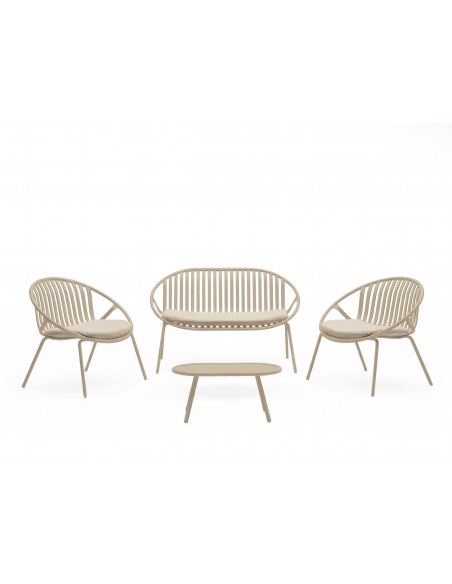 Conjunto de jardín IBIZA beige (sofá + sillones + mesa centro)