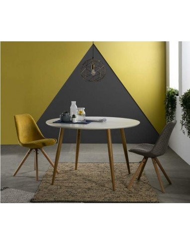 OQUI Mesa Redonda extensível 120(160)x75, branco, Carvalho