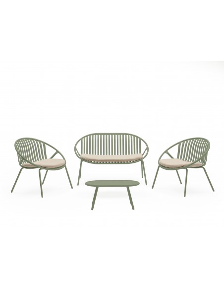 Conjunto de jardín IBIZA verde (sofá + sillones + mesa centro)