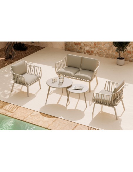 Conjunto de jardín MIKONOS beige (sofá + sillones + mesas centro)