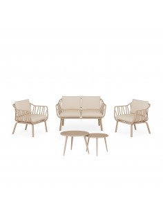 Conjunto de jardín MIKONOS beige (sofá + sillones + mesas...
