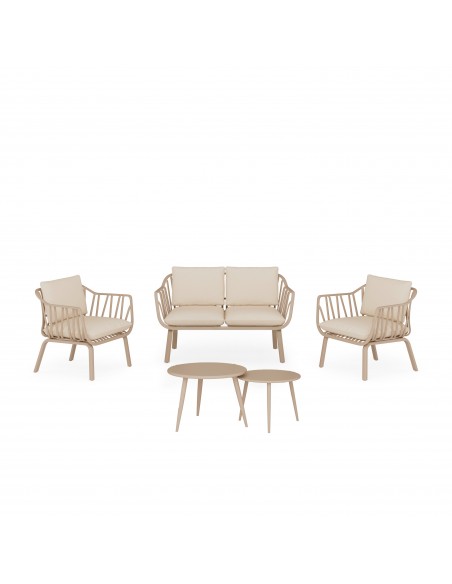 Conjunto de jardín MIKONOS beige (sofá + sillones + mesas centro)
