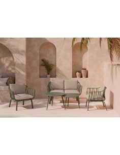 Conjunto de jardín MIKONOS verde (sofá + sillones + mesas... 2