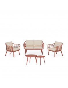 Conjunto de jardín MIKONOS terracota (sofá + sillones +...