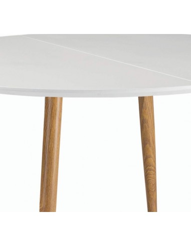 OQUI Mesa Redonda extensível 120(160)x75, branco, Carvalho
