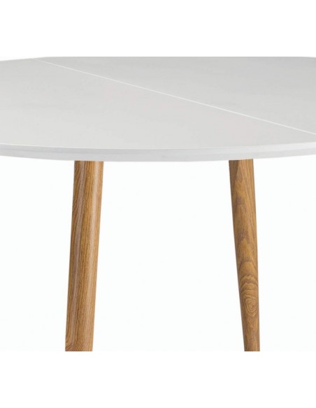 OQUI Mesa Redonda extensible 120(160)x75, blanco, Roble
