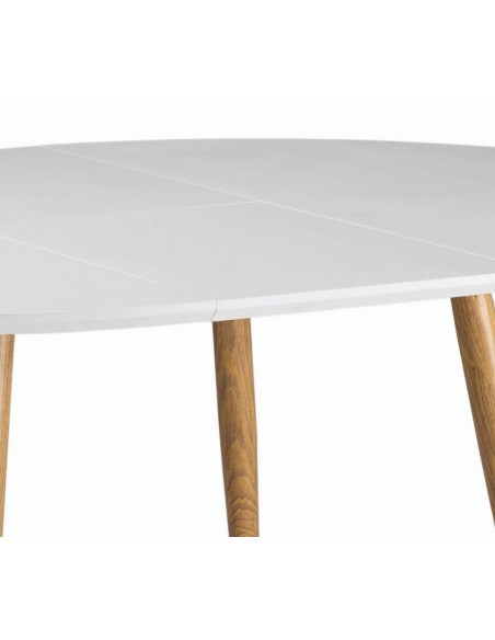 OQUI Mesa Redonda extensible 120(160)x75, blanco, Roble