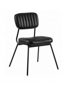 Silla de diseño vintage REMBERG, similpiel negro y metal
