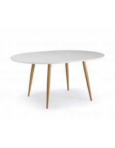 OQUI Mesa Redonda extensible 120(160)x75, blanco, Roble 2
