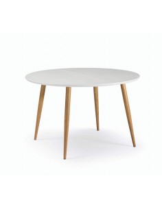 OQUI Mesa Redonda extensível 120(160)x75, branco, Carvalho