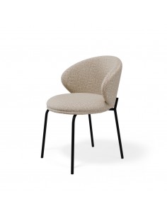 Silla respaldo envolvente moderna LISBET tela y metal negro 2