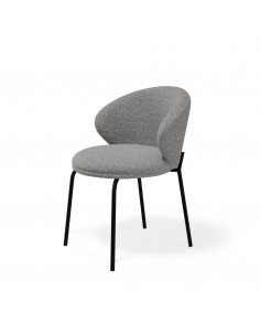 Silla respaldo envolvente moderna LISBET tela y metal negro