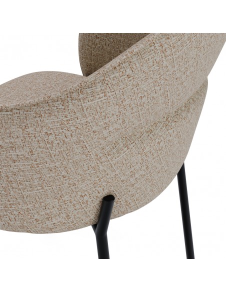 Silla con brazos, diseño moderno MIRABELLA tela y metal negro