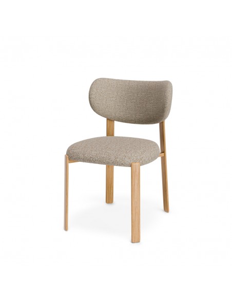Silla de diseño RUMI tapizada con pata en metal efecto roble