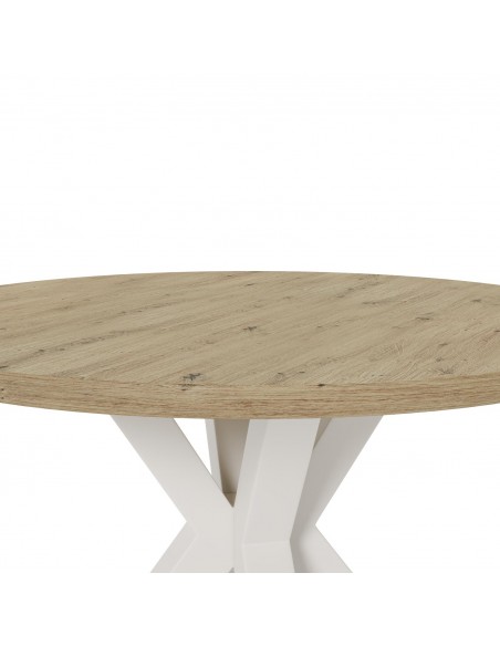 Mesa redonda de design ARGO 100 carvalho Amazónia e metal bege