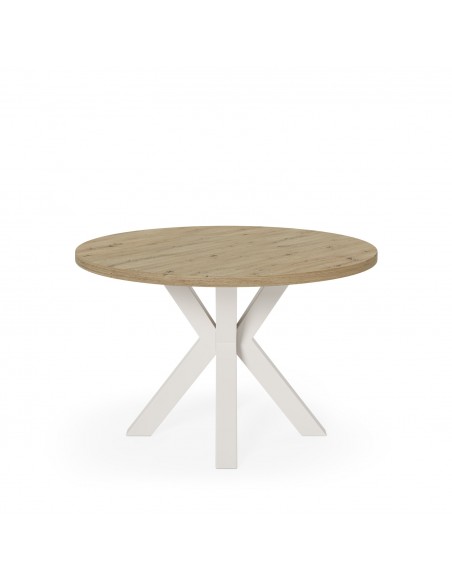 Mesa redonda de design ARGO 100 carvalho Amazónia e metal bege