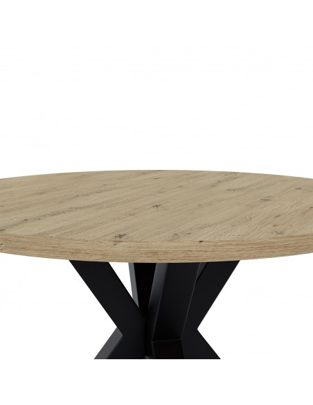 Mesa redonda de design ARGO 100 carvalho Amazónia e metal preto