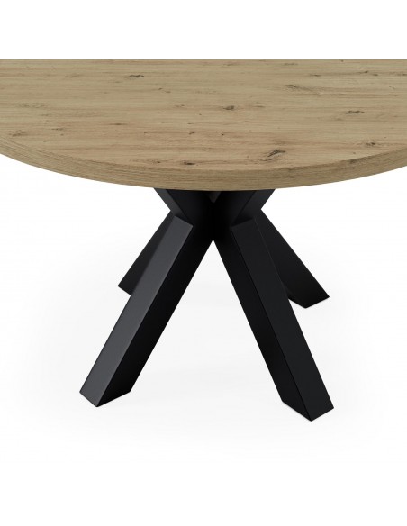 Mesa redonda de design ARGO 100 carvalho Amazónia e metal preto
