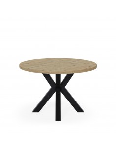 Mesa redonda de diseño ARGO 100 roble Amazonia y metal negro