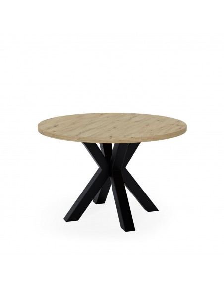 Mesa redonda de design ARGO 100 carvalho Amazónia e metal preto