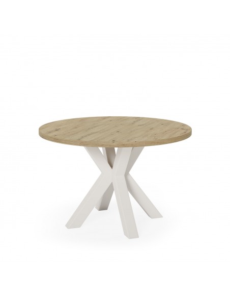 Mesa redonda de design ARGO 120 carvalho Amazónia e metal bege