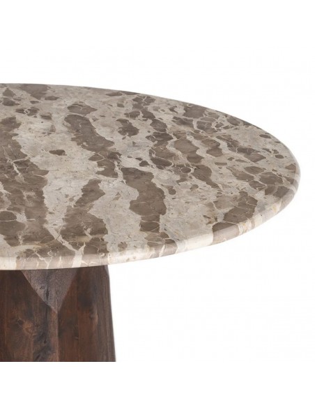 Mesa redonda de comedor Aura 120 de Mármol y Madera étnica