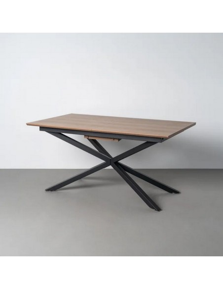 Mesa Extensível industrial NEXUS 160 a 200 cm em cor nogueira e metal preto