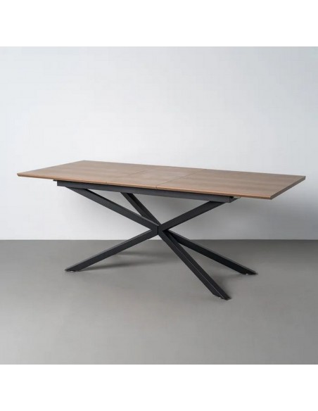 Mesa Extensível industrial NEXUS 160 a 200 cm em cor nogueira e metal preto