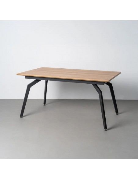 Mesa Extensible diseño Industrial ÁMSTERDAM 160-200 cm color roble y negro