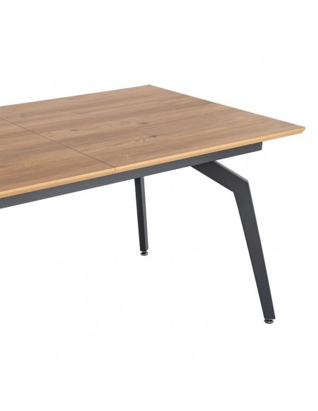 Mesa extensível, design industrial AMSTERDAM, 160-200 cm, cor carvalho e preto.