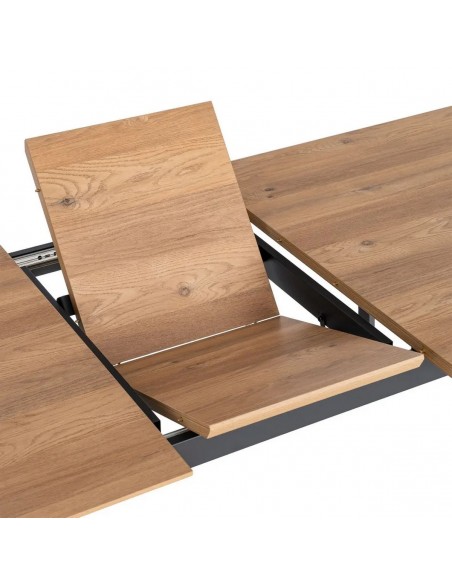 Mesa extensível, design industrial AMSTERDAM, 160-200 cm, cor carvalho e preto.