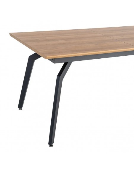 Mesa extensível, design industrial AMSTERDAM, 160-200 cm, cor carvalho e preto.