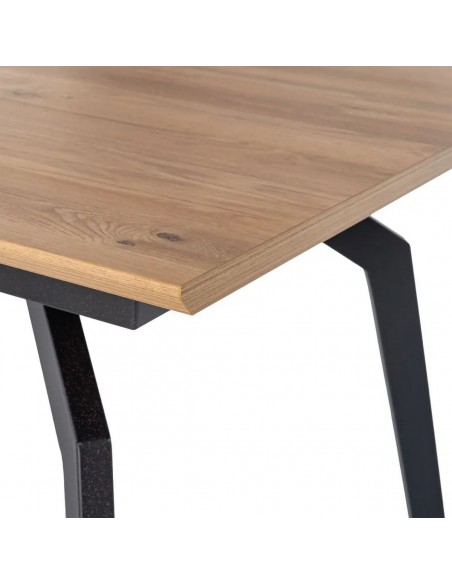 Mesa extensível, design industrial AMSTERDAM, 160-200 cm, cor carvalho e preto.