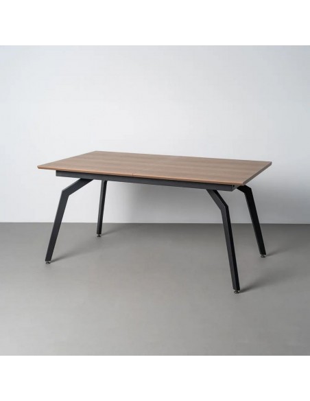 Mesa extensível de design industrial AMSTERDAM 160-200 cm na cor nogueira