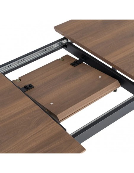 Mesa extensível de design industrial AMSTERDAM 160-200 cm na cor nogueira