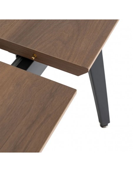 Mesa extensível de design industrial AMSTERDAM 160-200 cm na cor nogueira