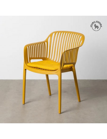 Silla con brazos Apilable Exterior ATENEA de Polipropileno con Cojín