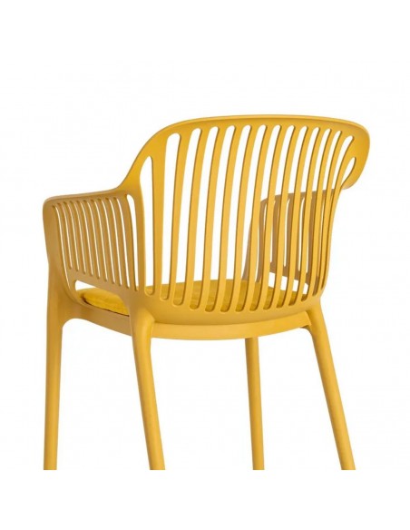 Silla con brazos Apilable Exterior ATENEA de Polipropileno con Cojín