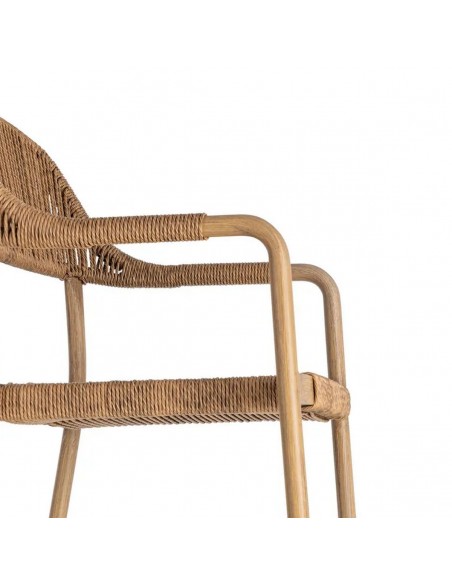 Silla con Brazos Apilable de exterior CONTREAU de Aluminio y Ratán