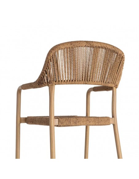 Silla con Brazos Apilable de exterior CONTREAU de Aluminio y Ratán