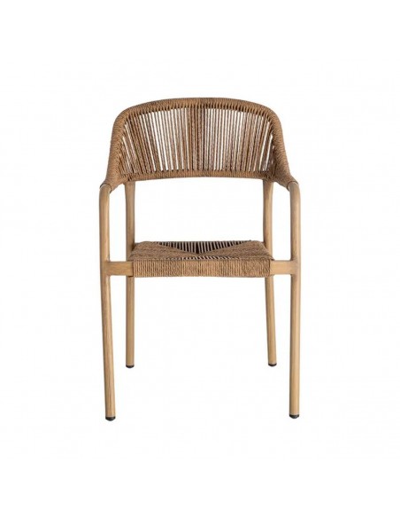 Silla con Brazos Apilable de exterior CONTREAU de Aluminio y Ratán