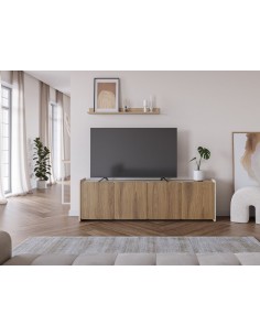 Mueble de TV moderno BOUCLEON 180, 4 Puertas Crema y... 2