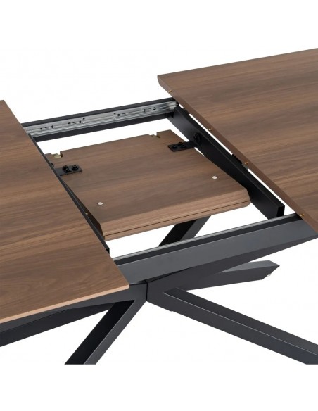 Mesa Extensible industrial NEXUS 160 (200) cm en tono nogal y Negro