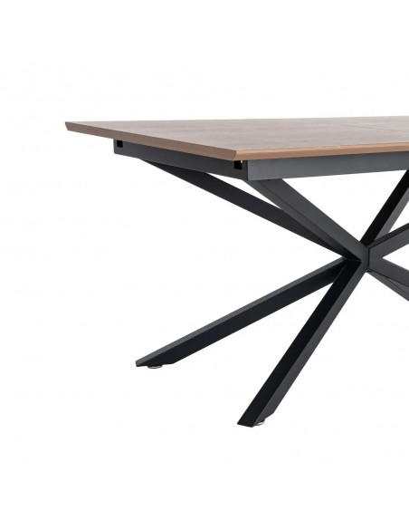 Mesa Extensível industrial NEXUS 160 a 200 cm em cor nogueira e metal preto