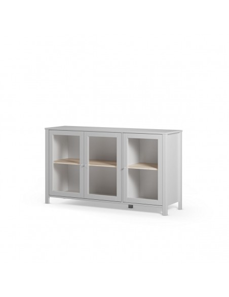 Aparador mediterráneo blanco ALESSANDRA 140, 3 Puertas con cristal