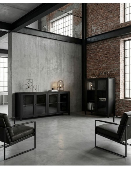 Aparador de diseño colonial negro ALESSANDRA 186, 4 Puertas