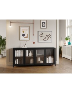 Aparador de Design Colonial preto ALESSANDRA 186, 4 Portas 2